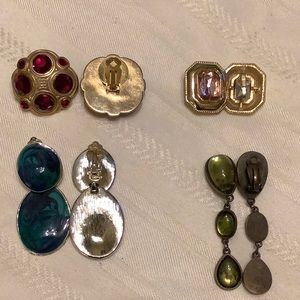 4 pair of vintage clip on earrings